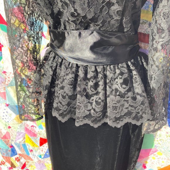 Gunne sax vtg 70s 80s black lace dress 1970s 1980s Jessica McClintock - Picture 3 of 9